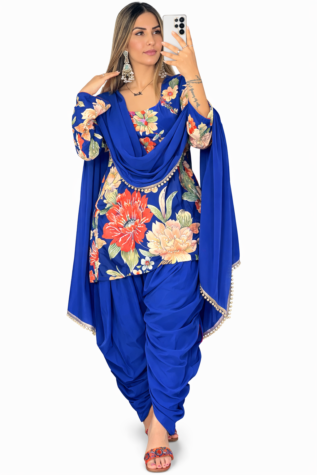Noor-e-Gul Royal Blue Dhotti Suit
