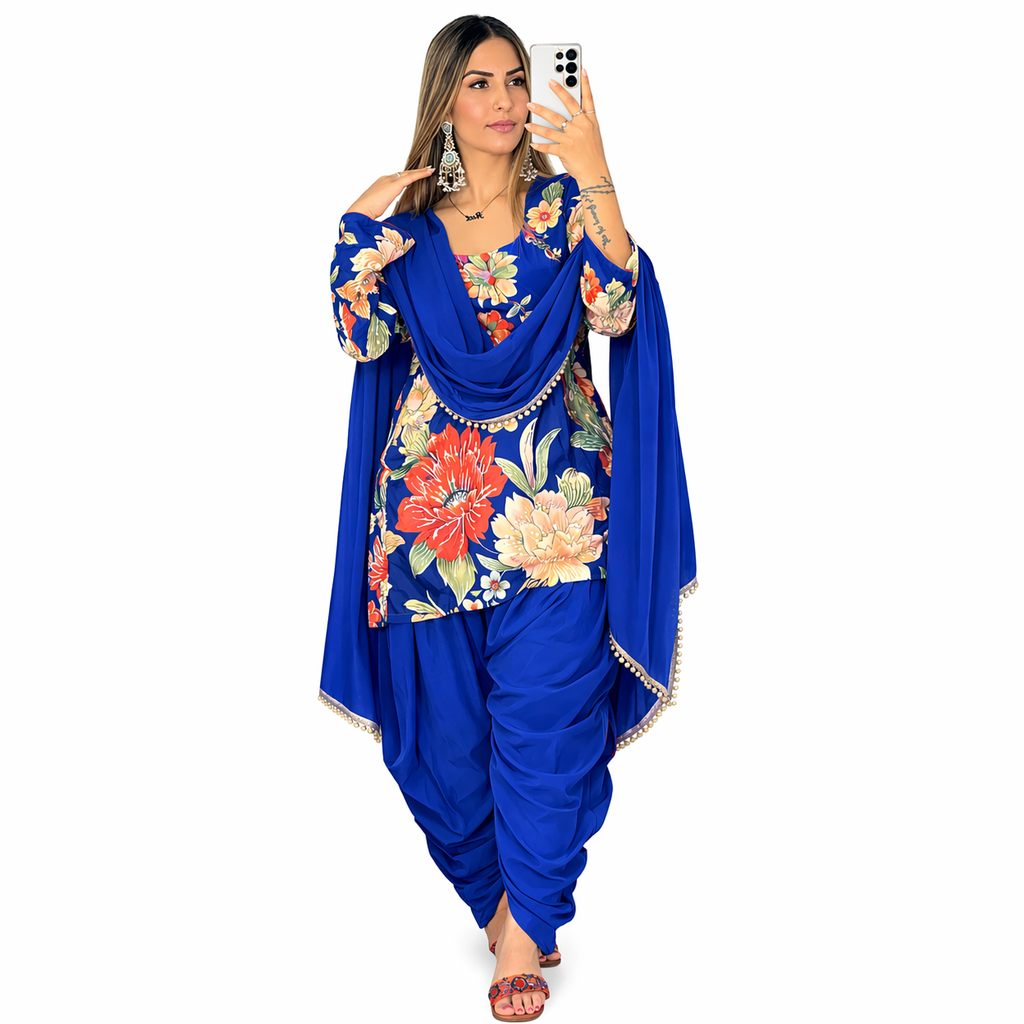 Noor-e-Gul Royal Blue Dhotti Suit