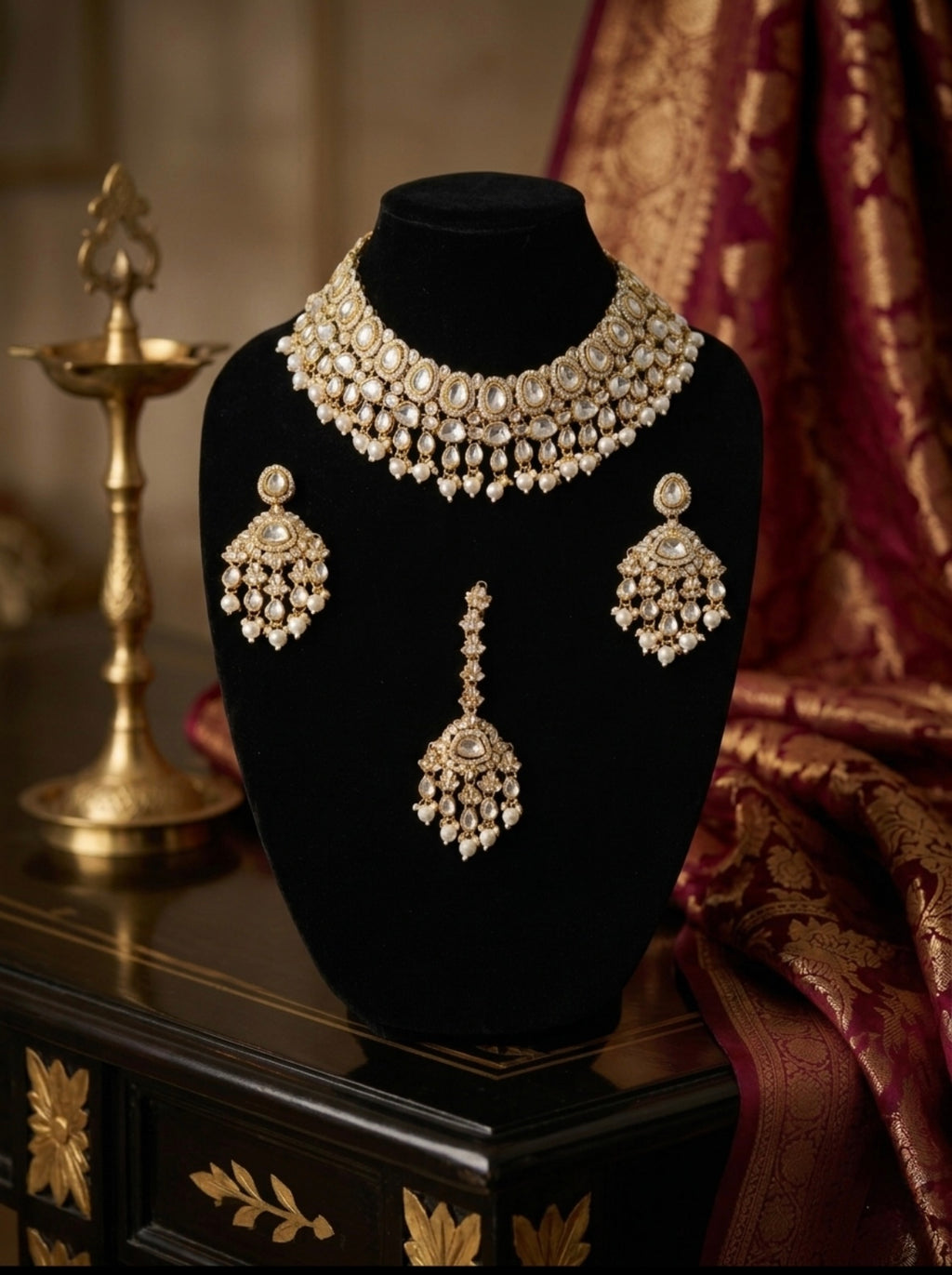 Traditional Clear Kundan Set