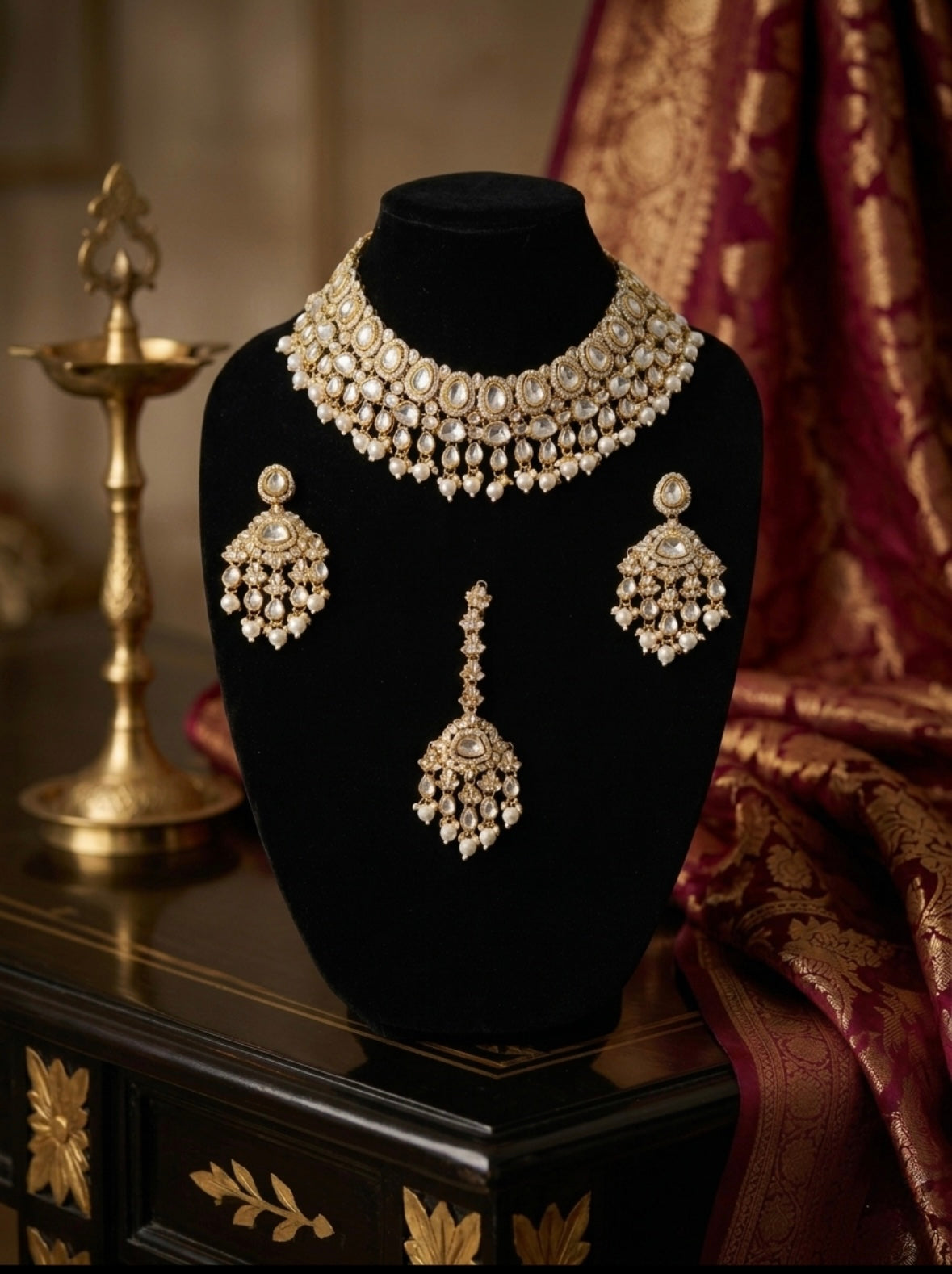 Traditional Clear Kundan Set