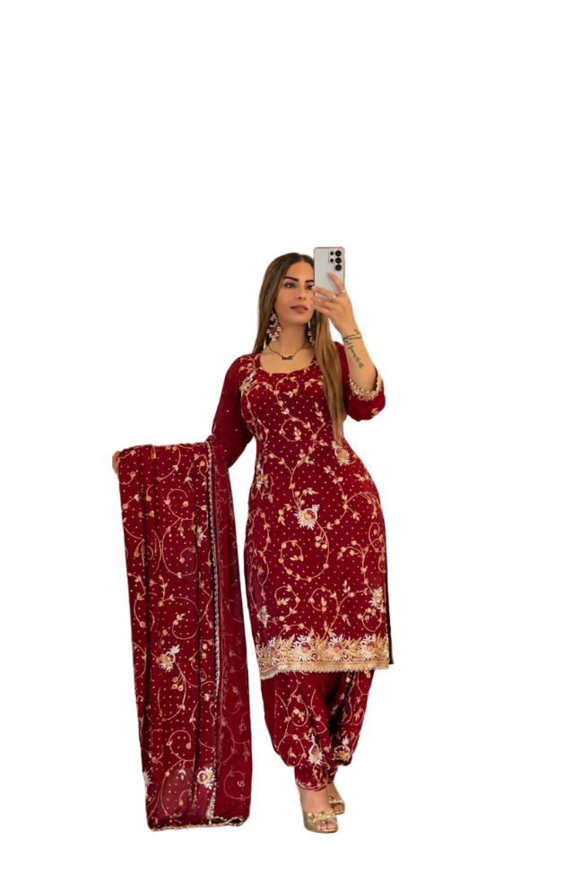 Elegant Hand-Embroidered Bridal Suit