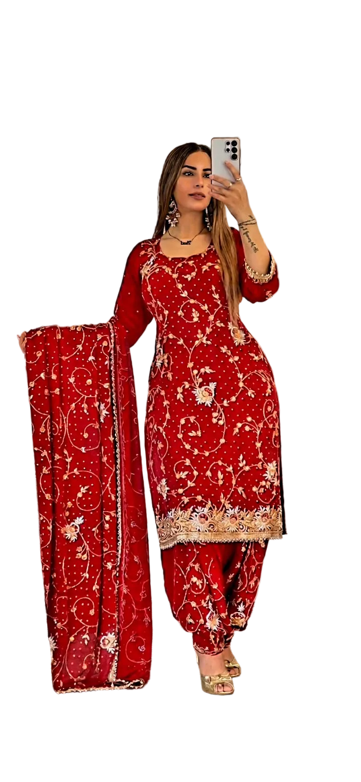 Elegant Hand-Embroidered Bridal Suit