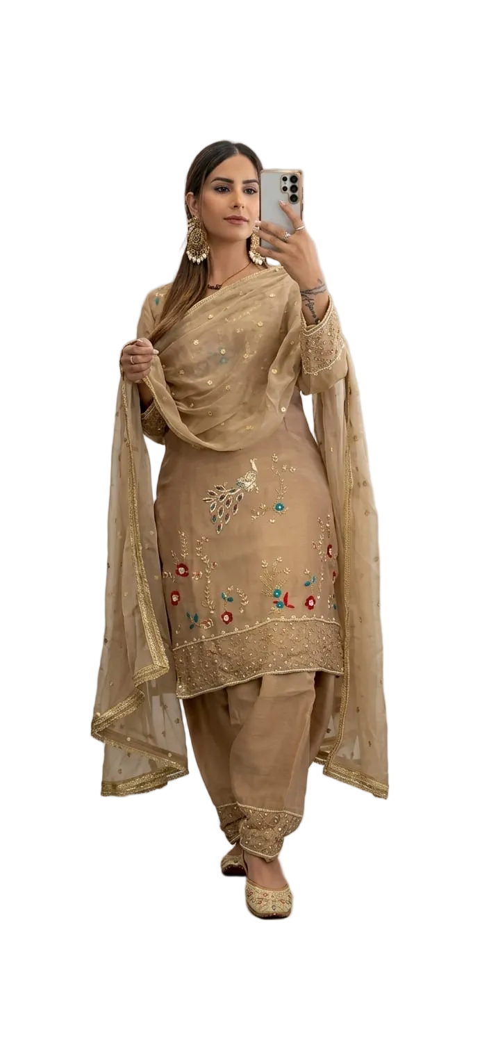Peacock Hand Embroidered Suit