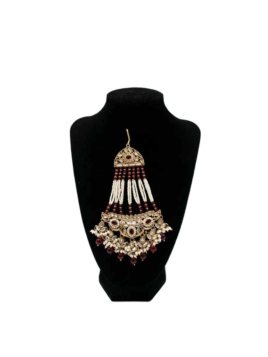Maroon Kundan Passa