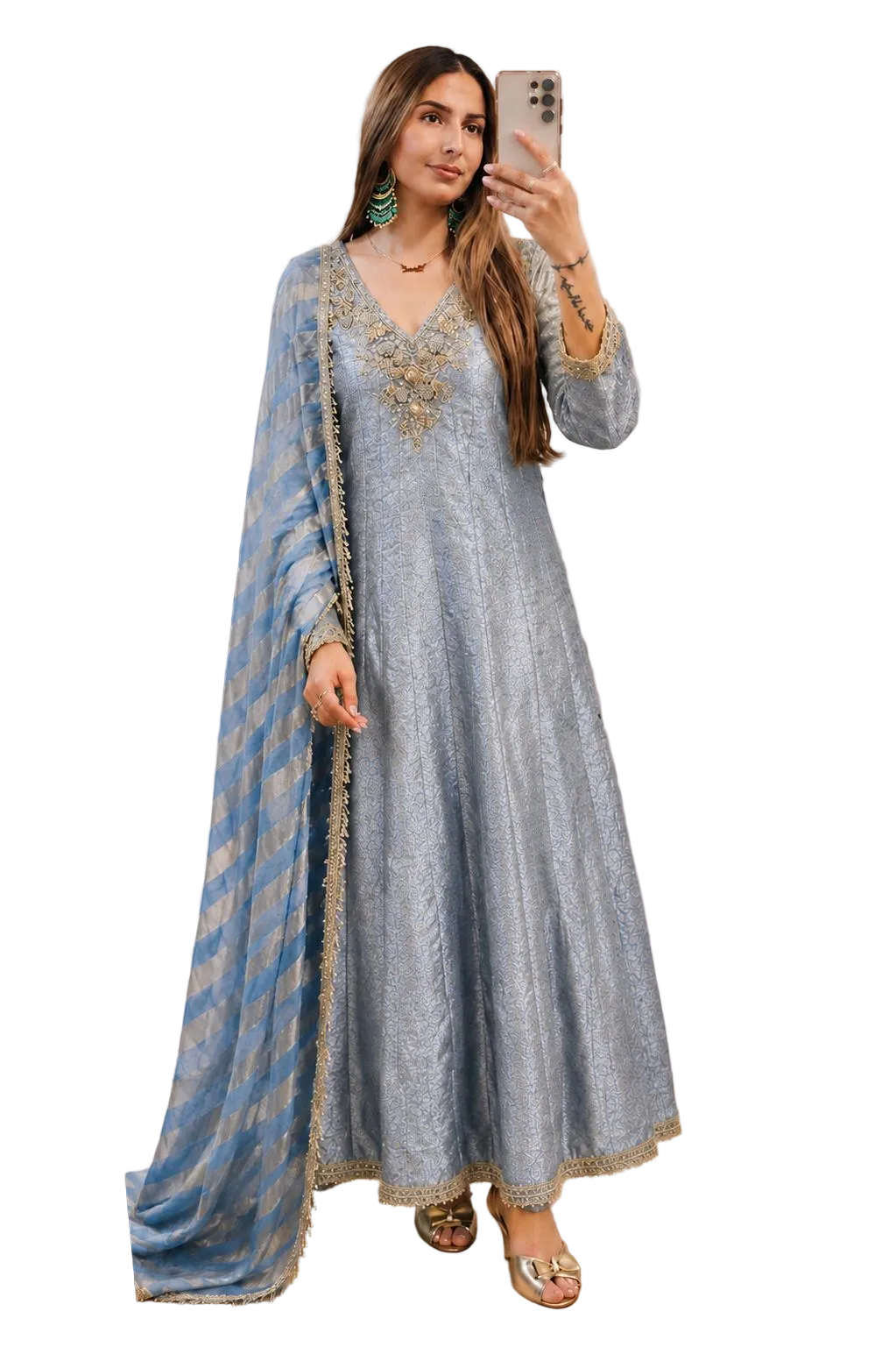 Glorious Brocade Frock Style