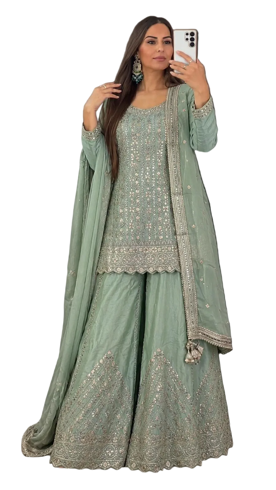 MIRROR~E~NOOR Gota Patti Silk Sharara