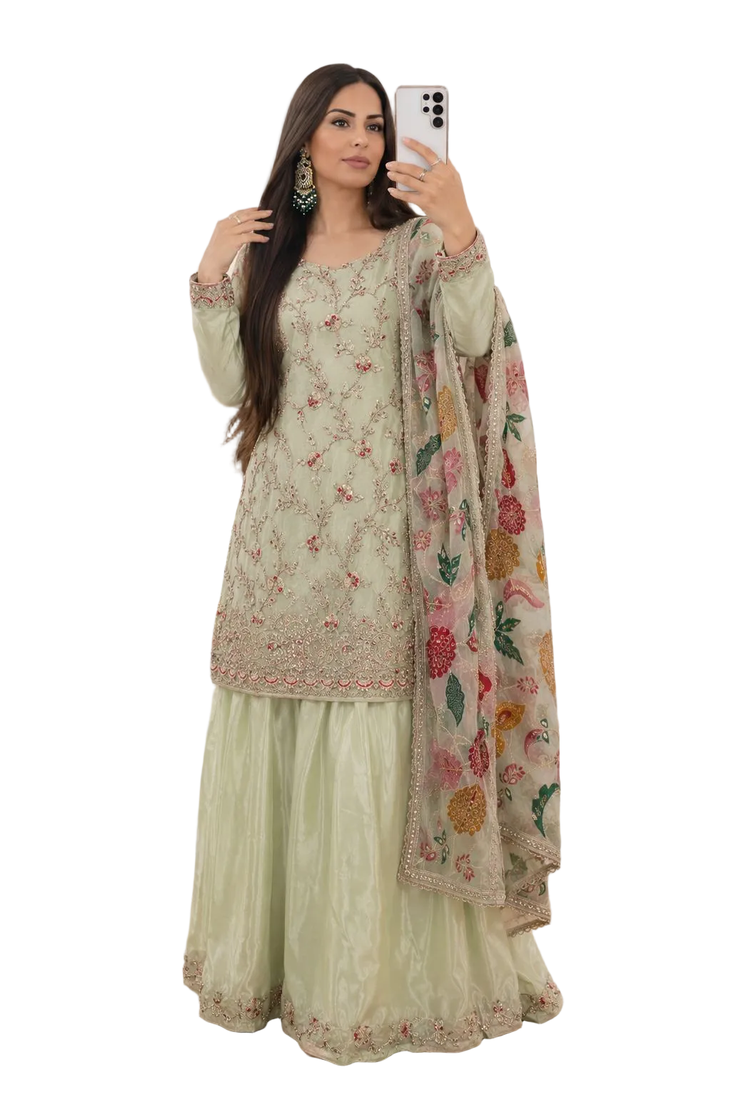 Elegant Handcrafted Nature Sharara