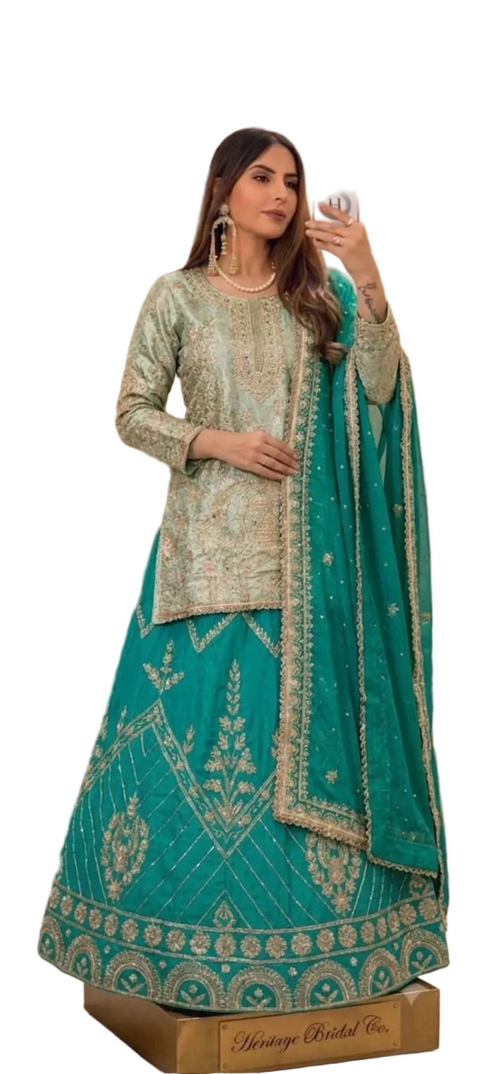 Contrast Handwork Lehenga