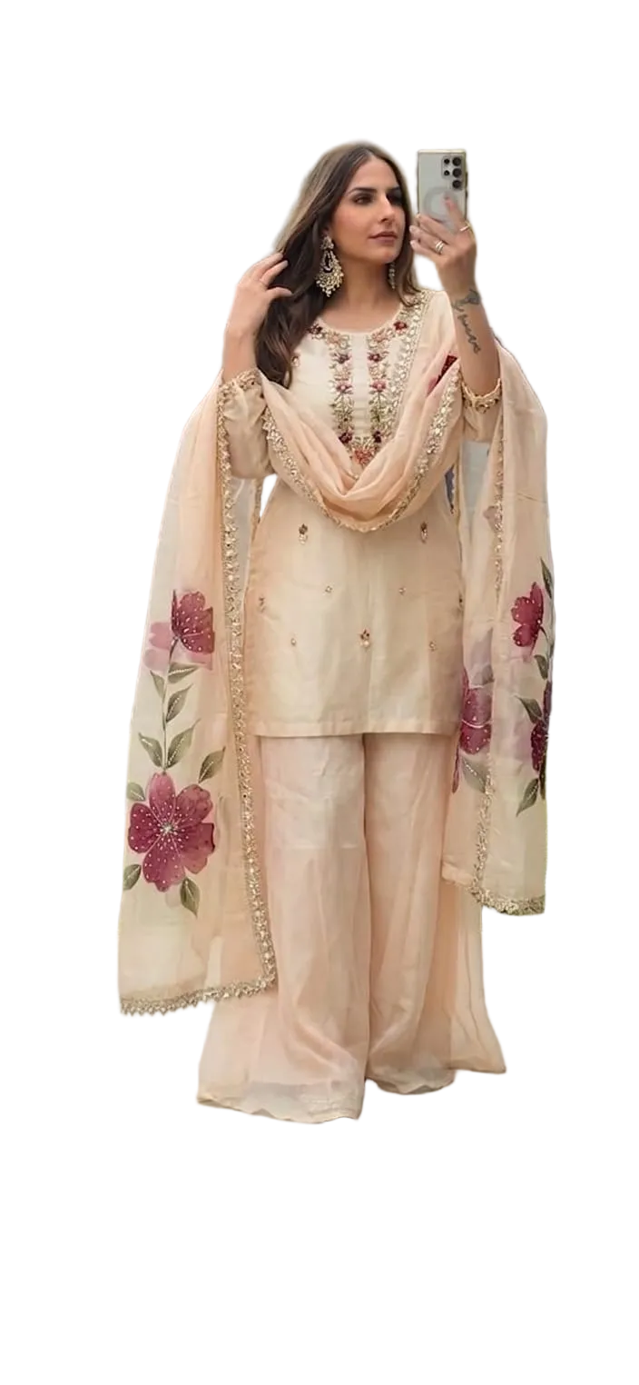 Handwork Jewl Duppatta With Stunning Hand Embroidery Thread Outfit