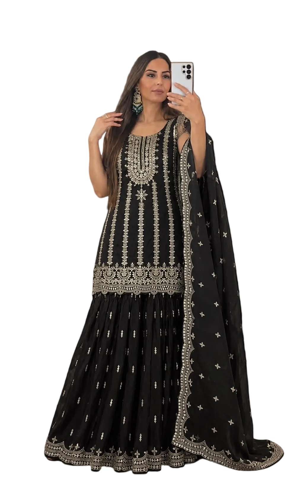 Black Simple Design Allover Sharara