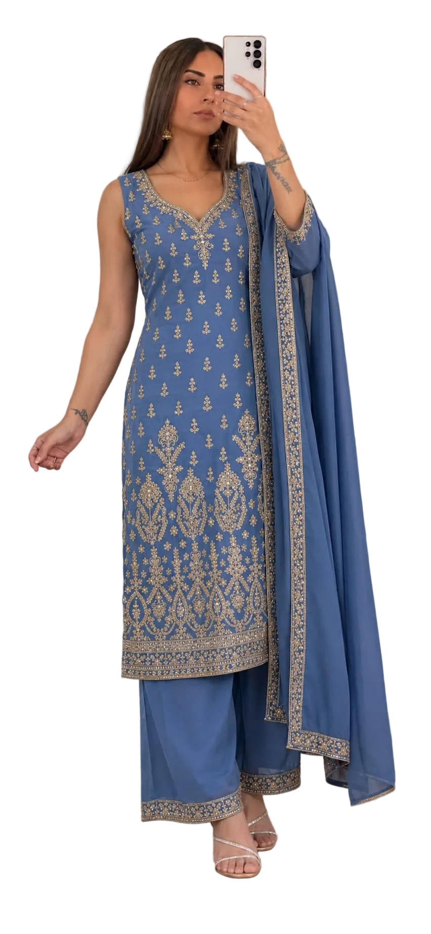 Blue Crystal Elegant Sharara