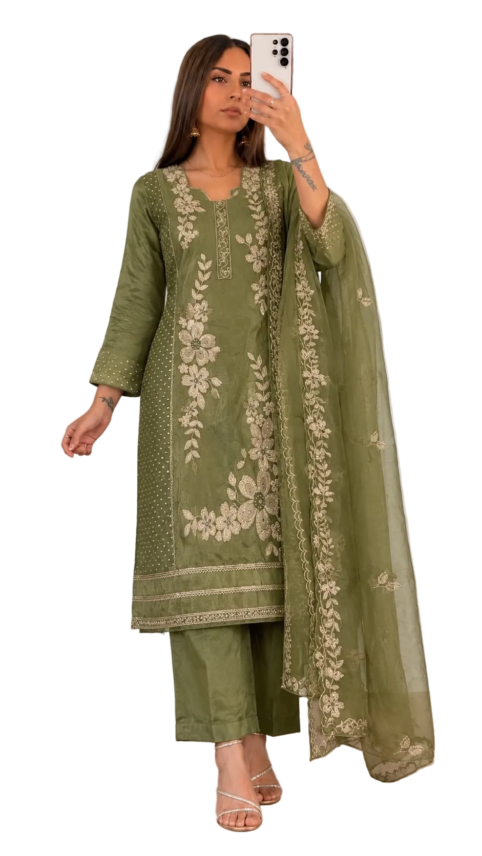 Simple Floral Designed Plazzo Pant Suit