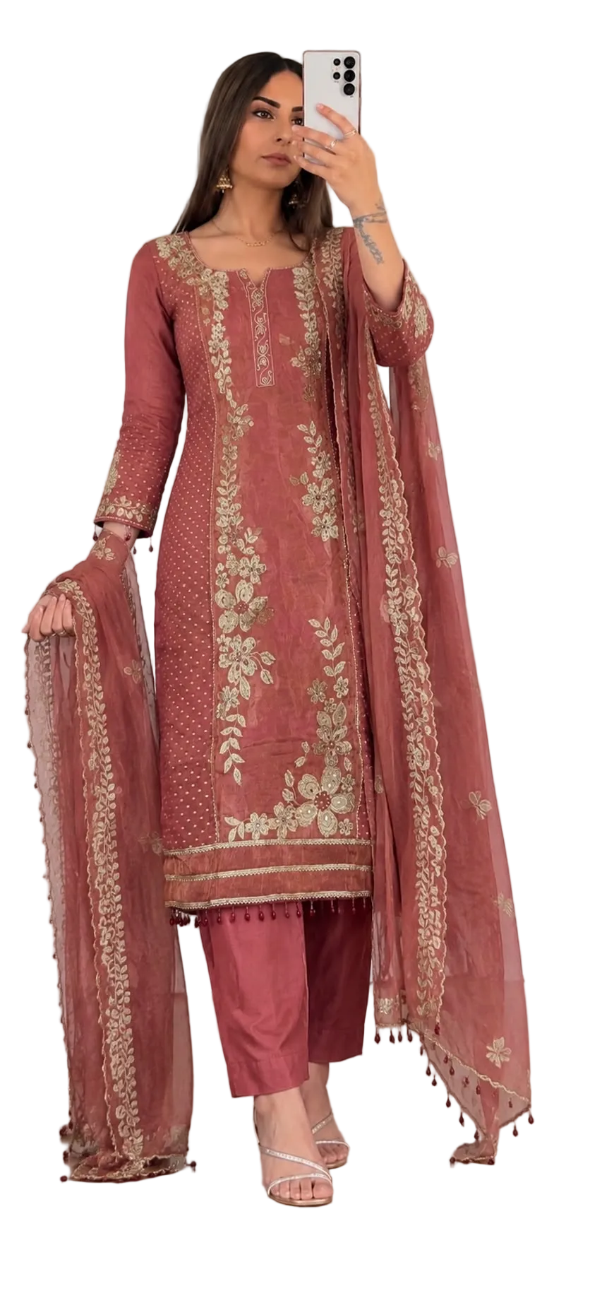Simple Floral Designed Plazzo Pant Suit