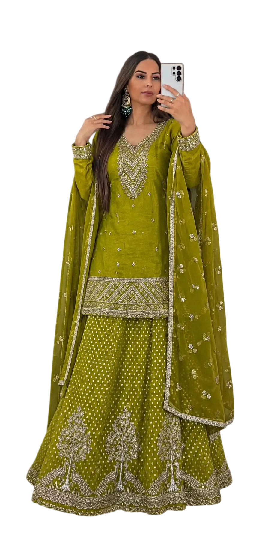 Green Simple Dotted Sharara