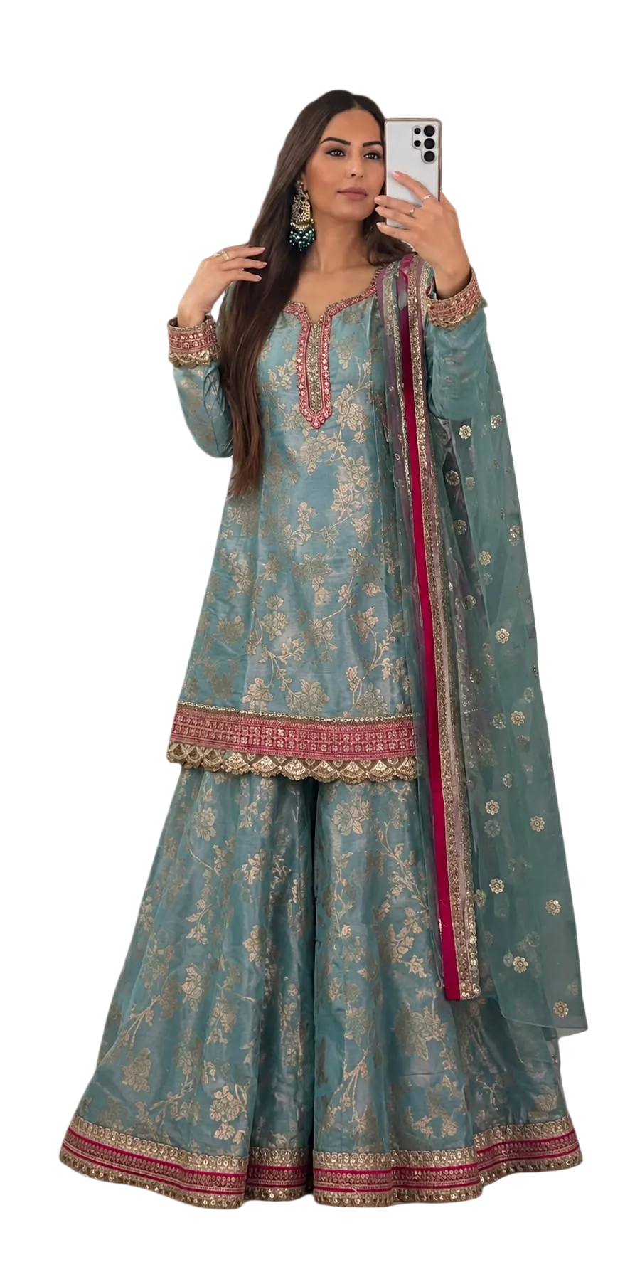 Elegant Blue Printed Design Sharara