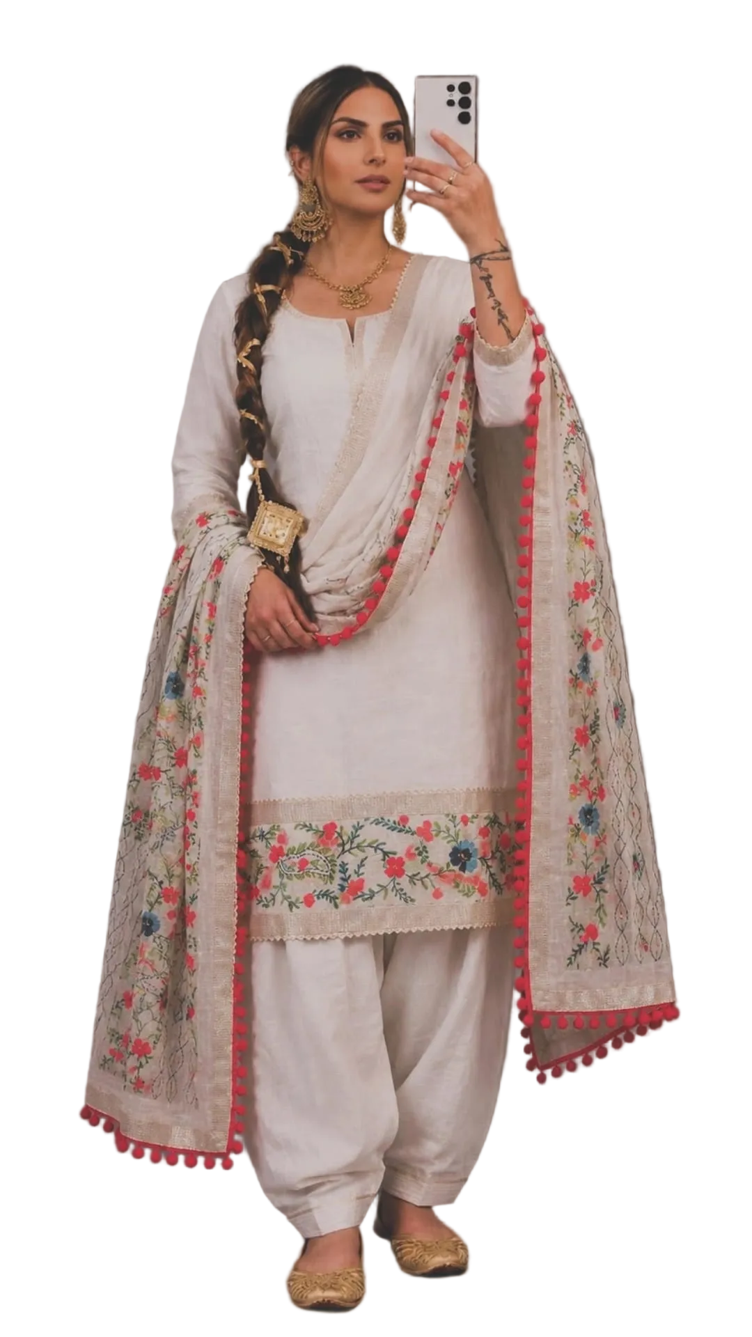 Khadi Cotton Pure Handcrafted Duppatta Suit