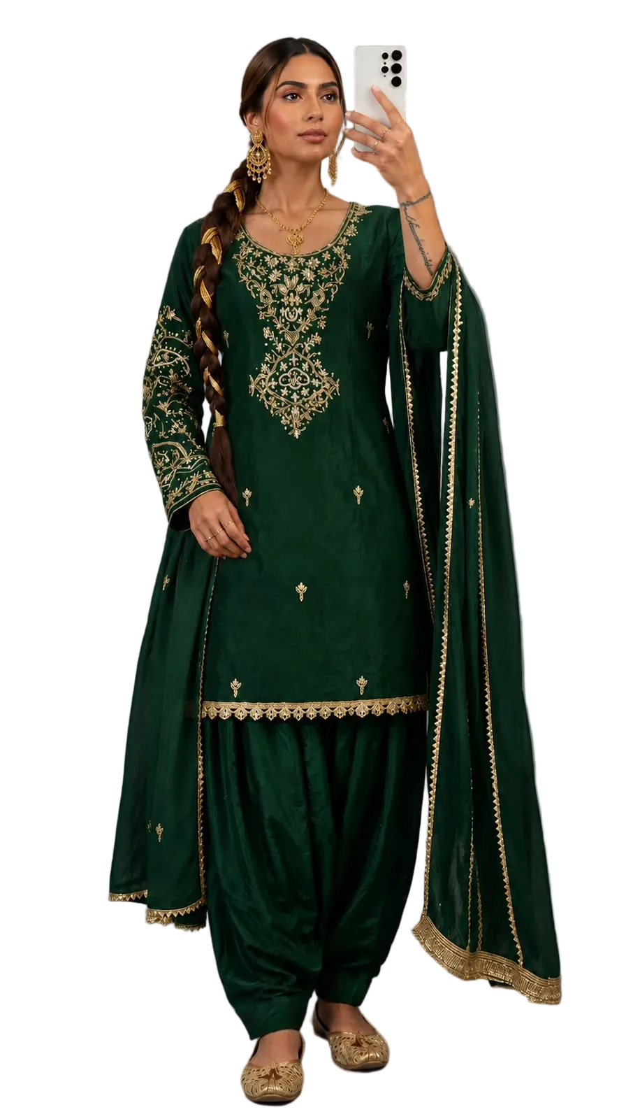 Green Jaggo Styled Salwar Suit