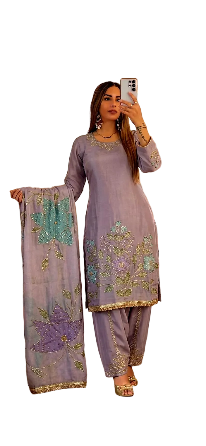 Printed Handcrafted Allover On Silk
