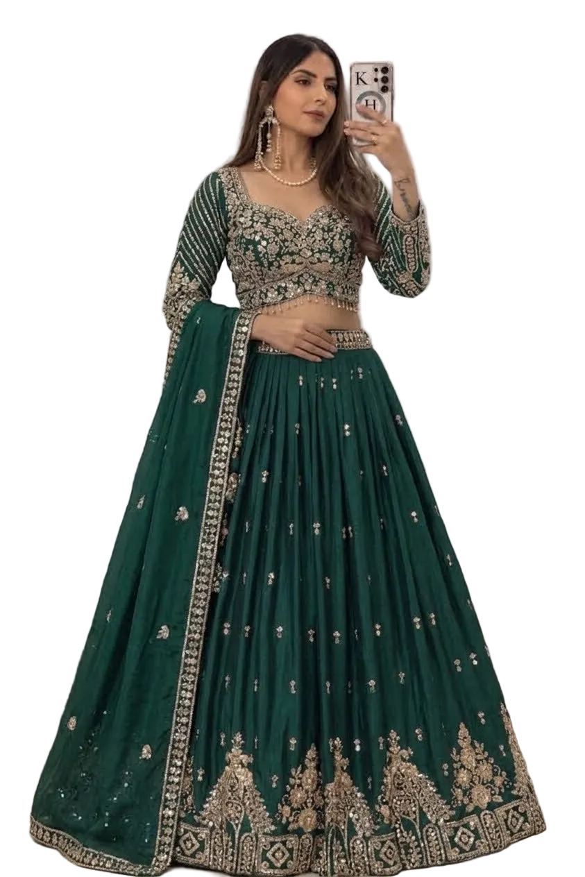Green Glam Lehenga