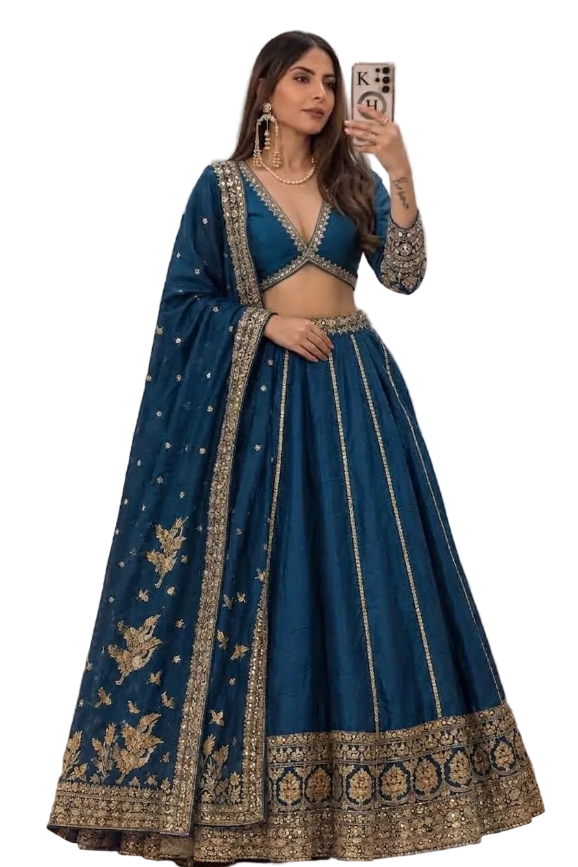 Simple Royal Blue Lehenga
