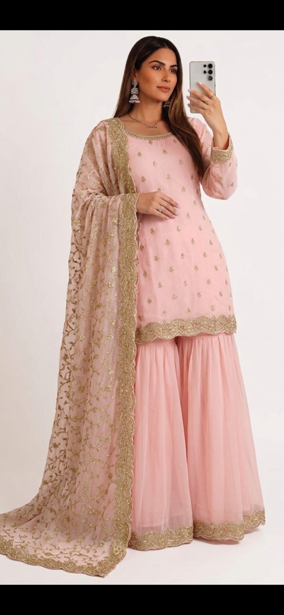 Royal Pastel Pink Gold Sharara