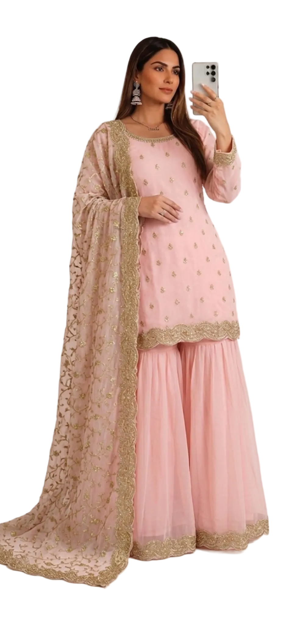 Royal Pastel Pink Gold Sharara
