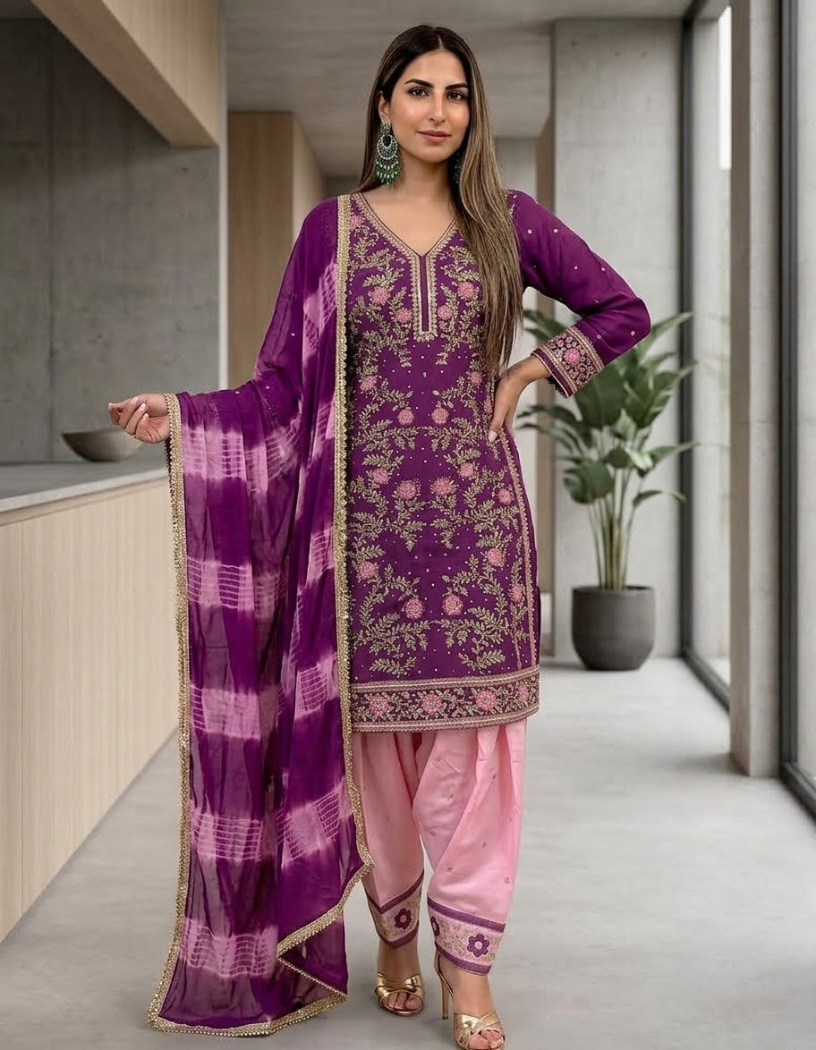 Purple And Pink Floral Suit