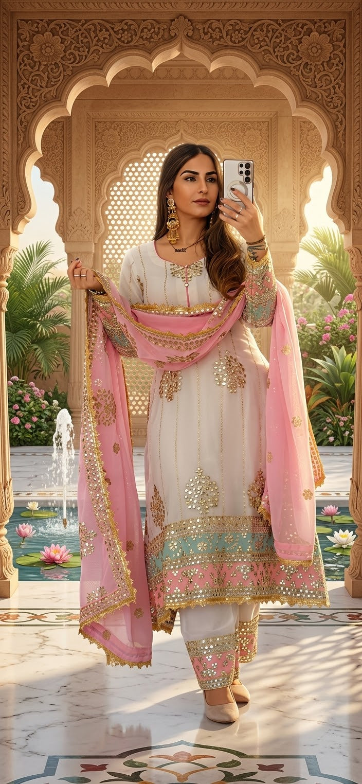 GotaPatti Contrast Style Frock