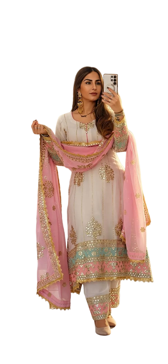 GotaPatti Contrast Style Frock