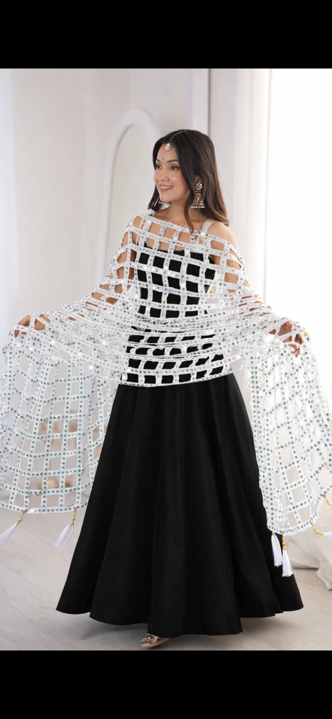Mirror Duppatta+Shimmer Frock