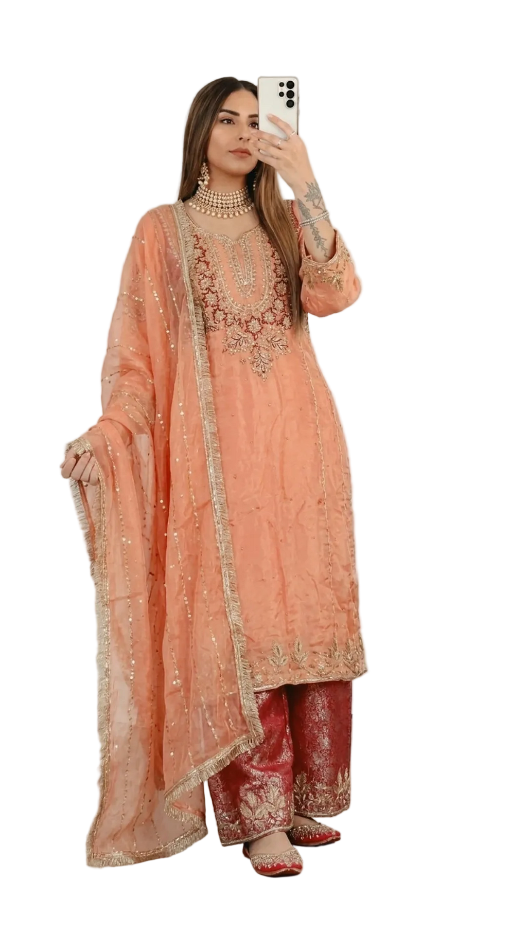 Gorgeous Contrast Crepe+Kheenkhaab