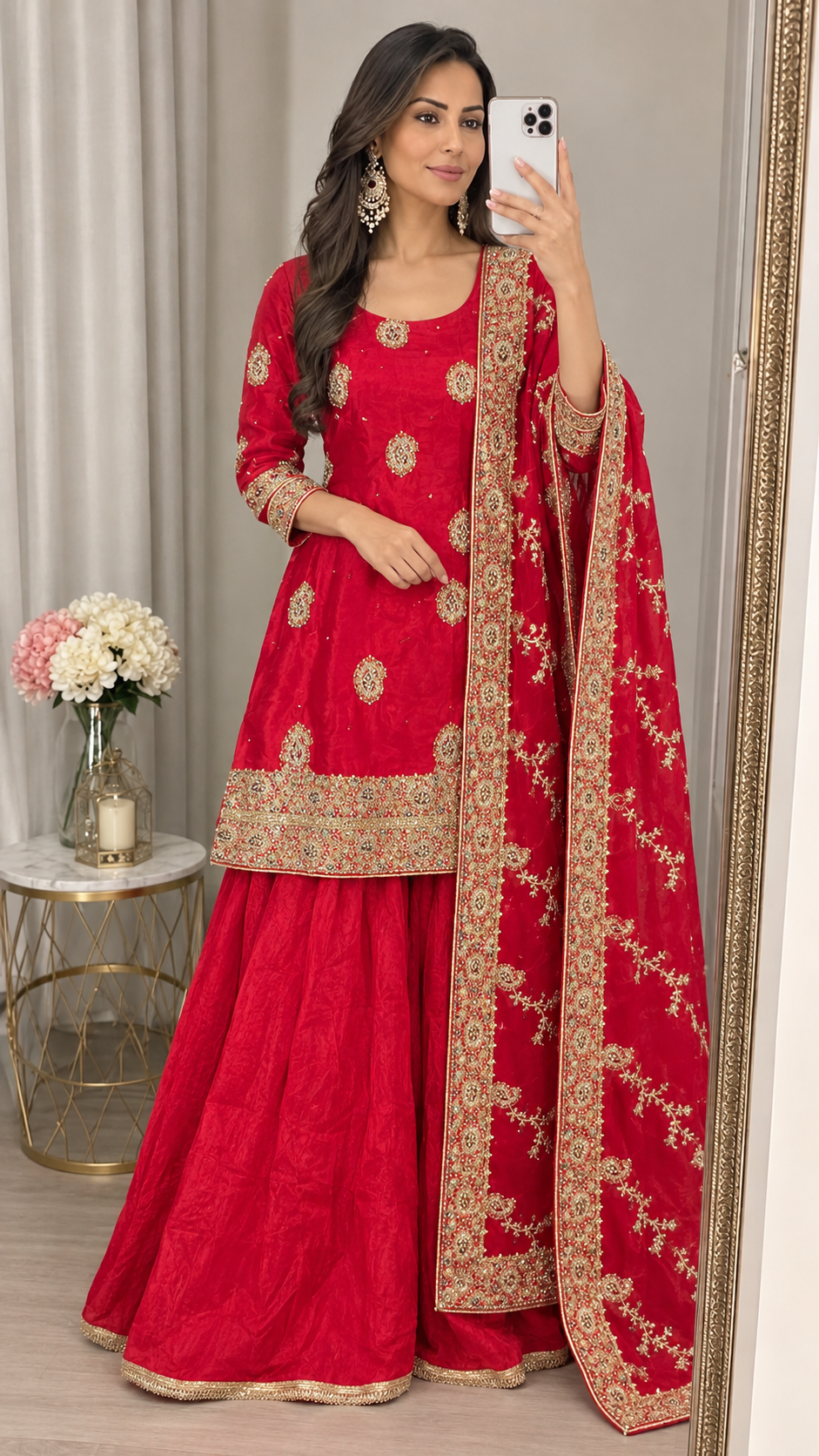 Creap Heavy Embroidered~Heavy Duppatta