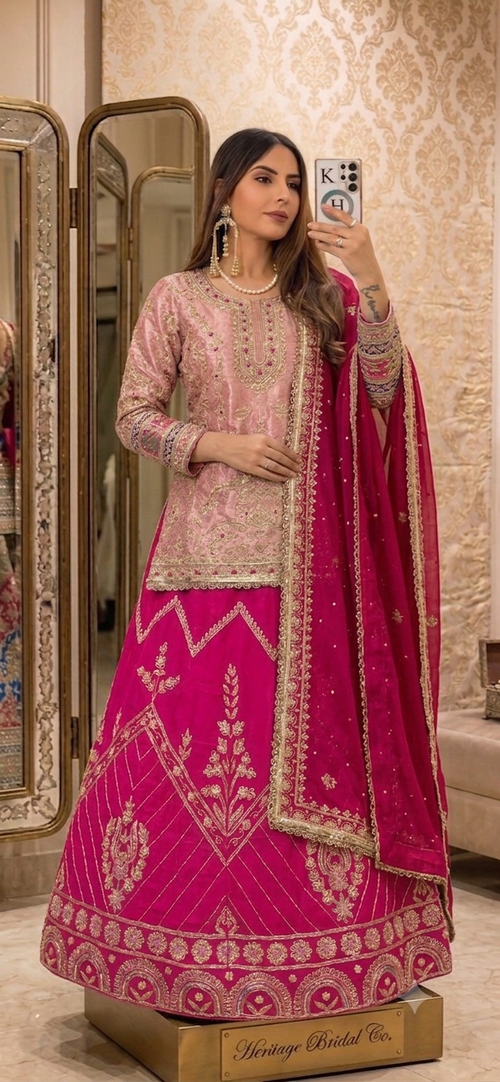Contrast Handwork Lehenga