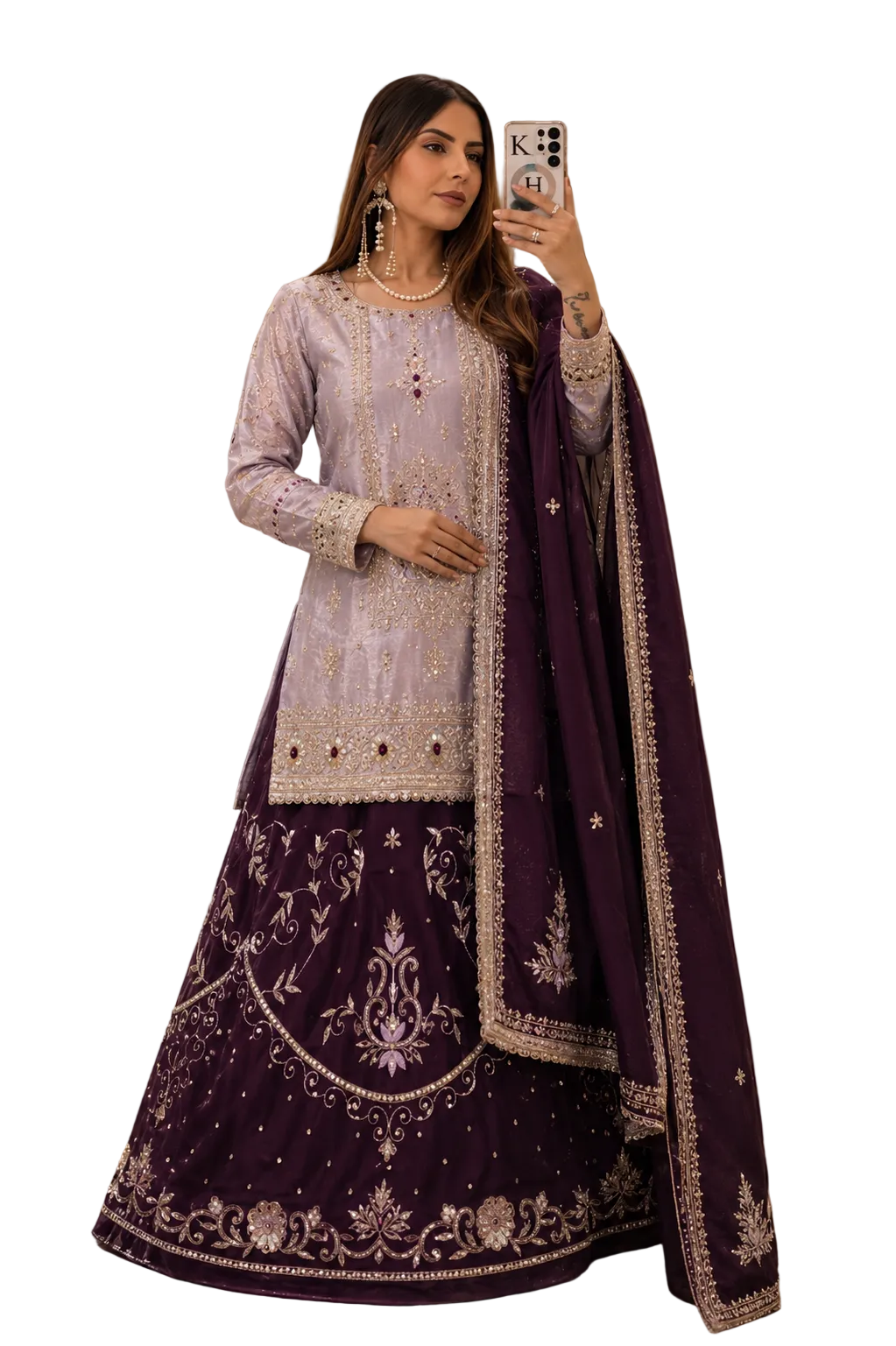 Contrast Handwork Lehenga