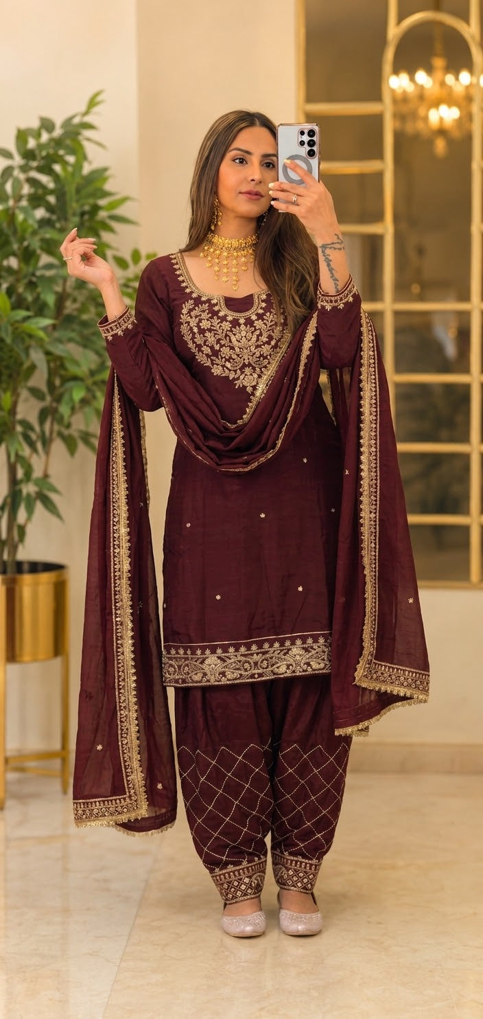 Simple Desginer Crepe Suit