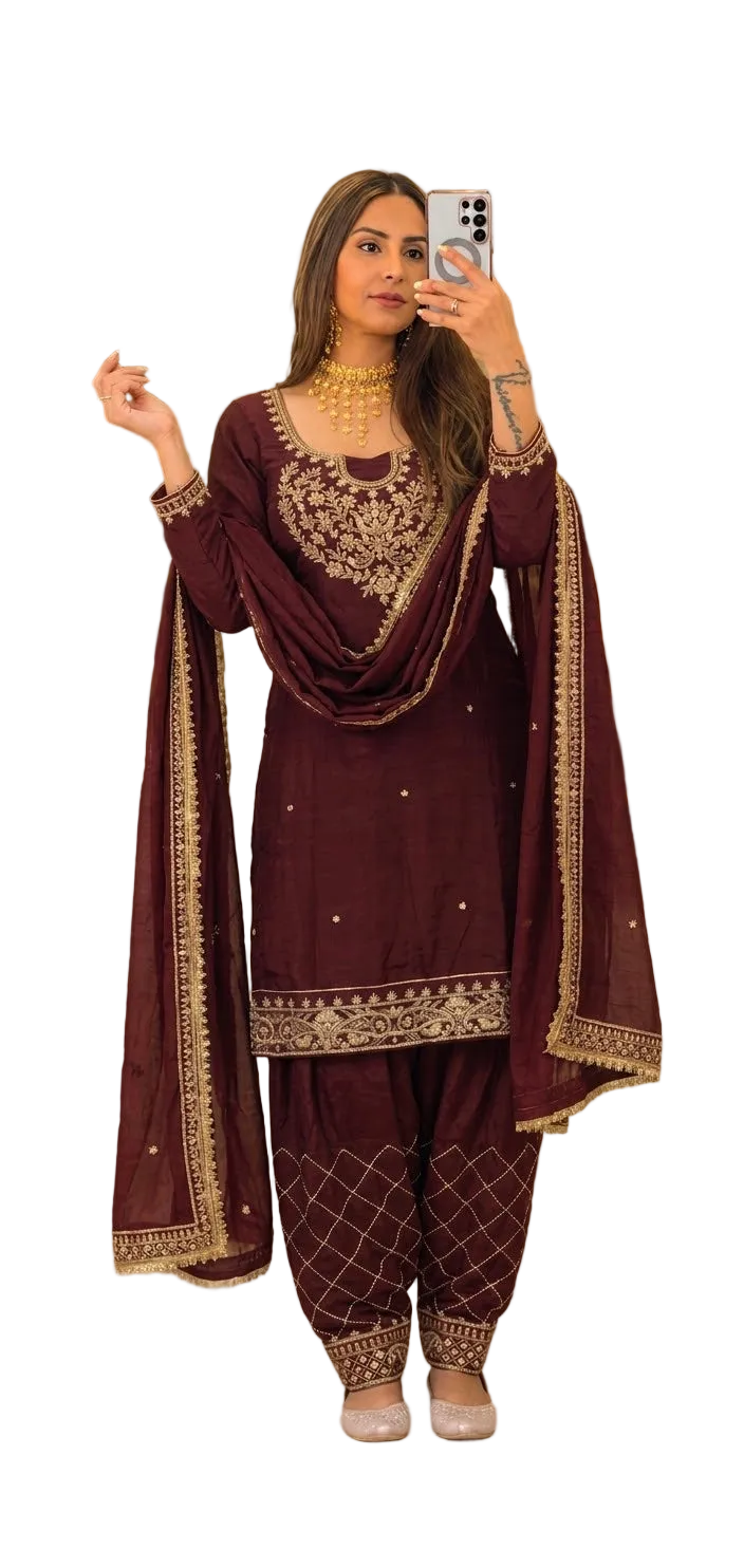 Simple Desginer Crepe Suit