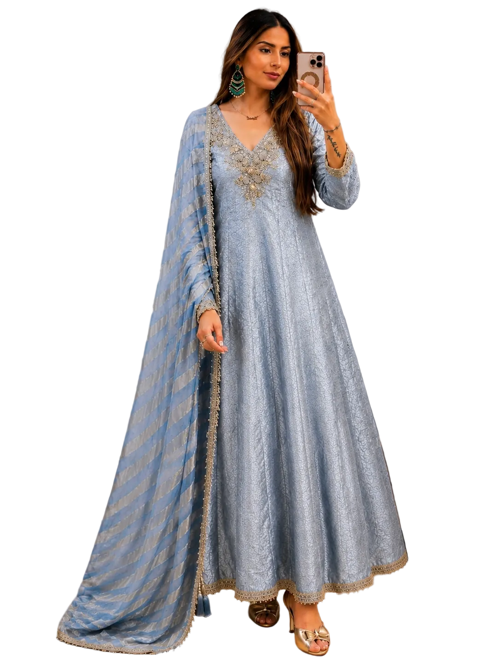 Silk Brocade Frock Style