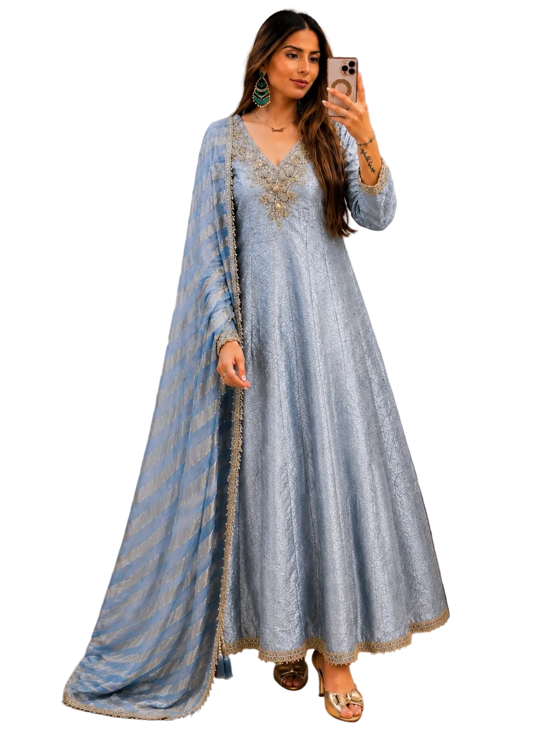 Silk Brocade Frock Style