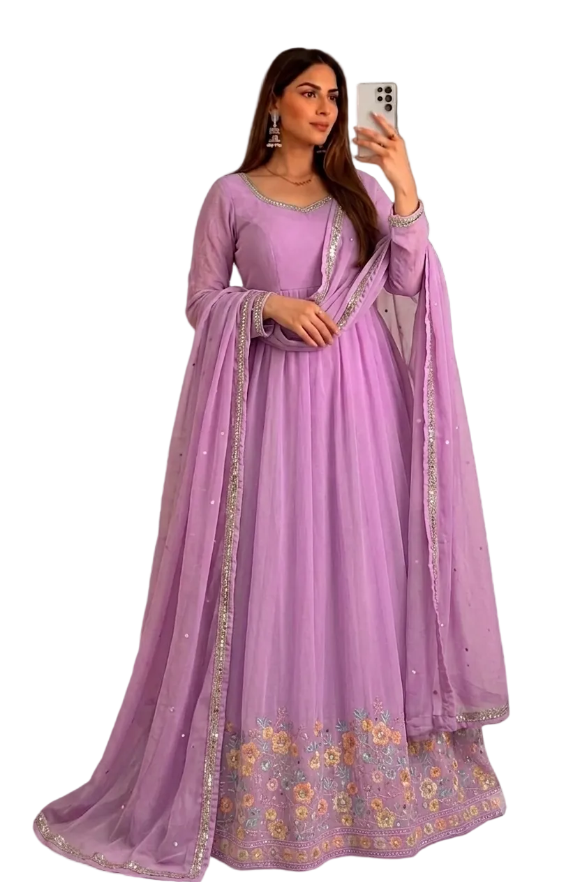 Anarkali Thread&Mirror Embroidered