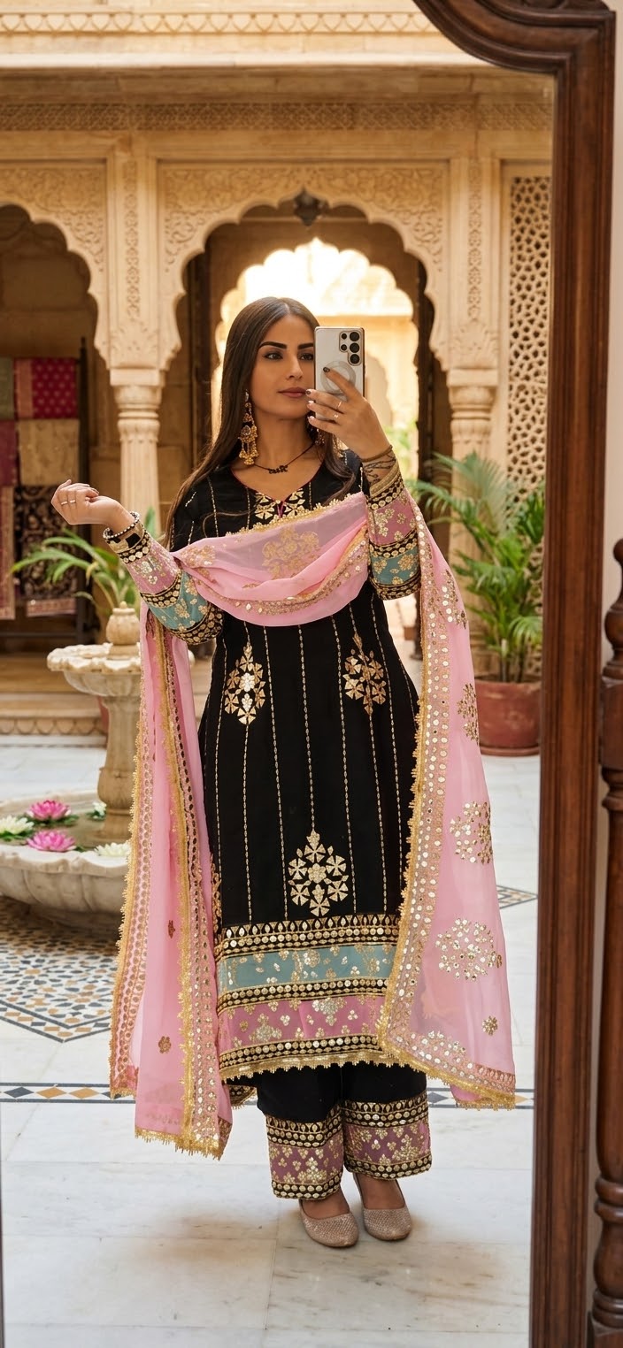 GotaPatti Contrast Style Frock