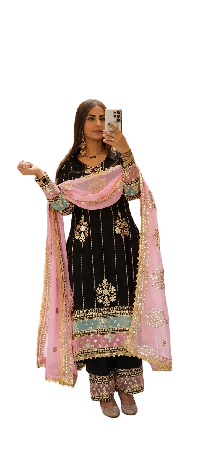 GotaPatti Contrast Style Frock