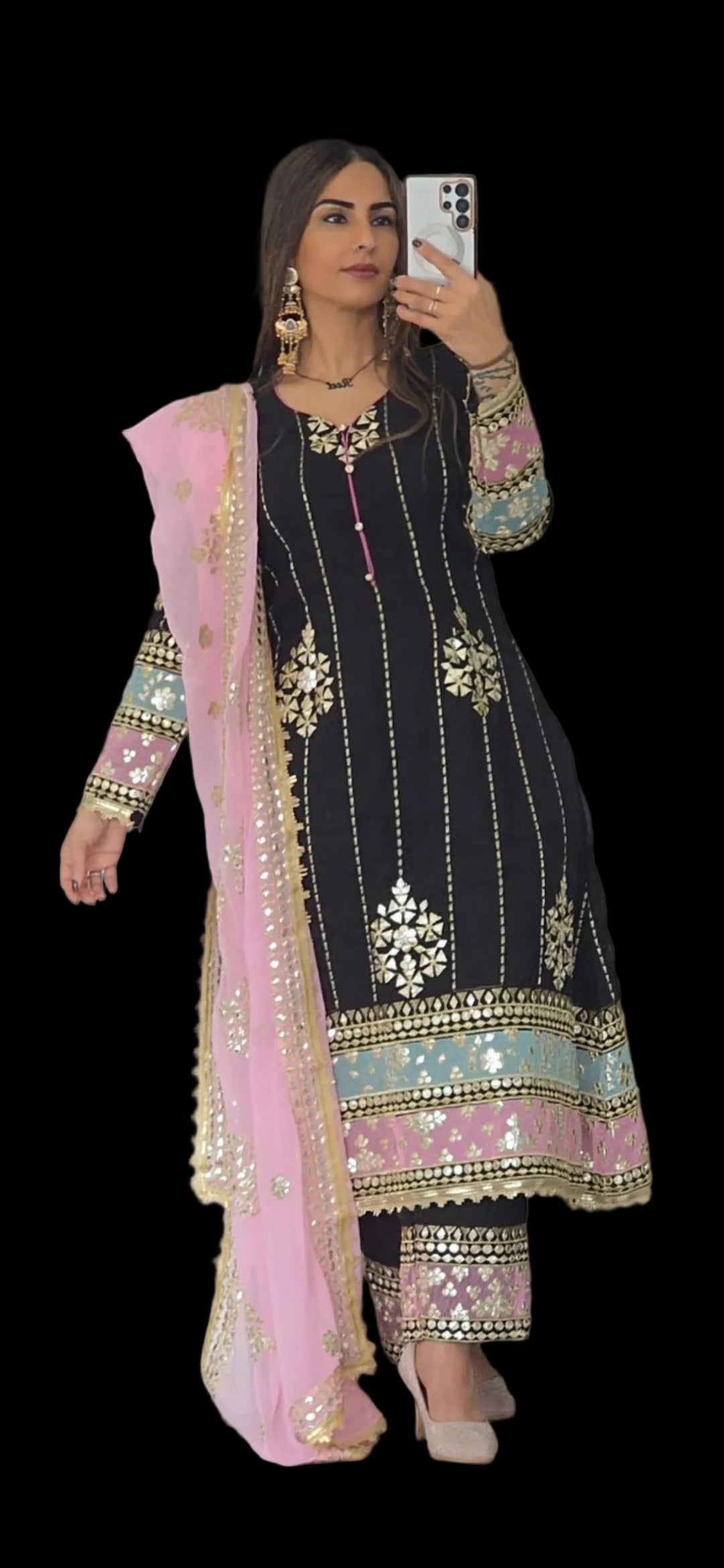 GotaPatti Contrast Style Frock
