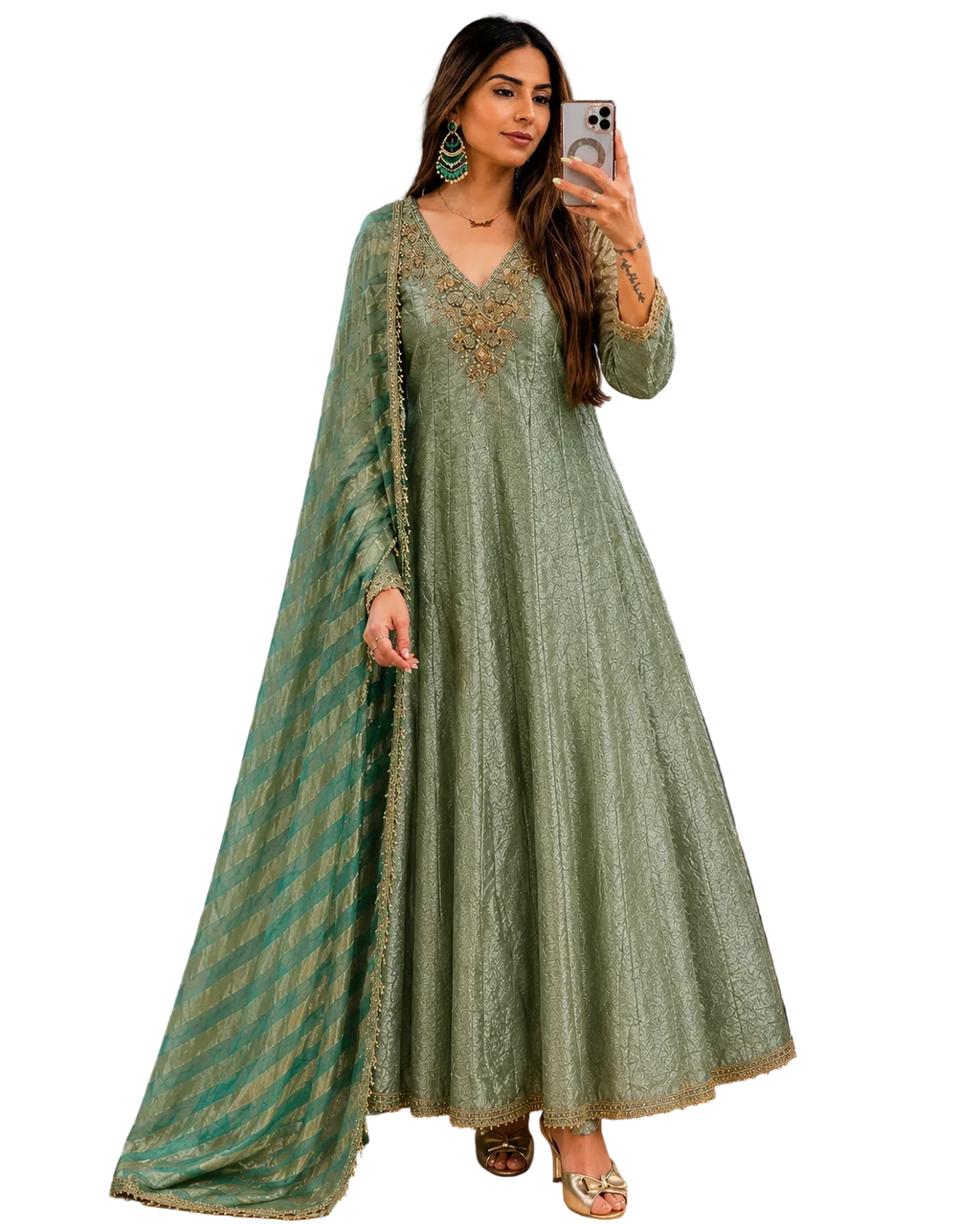 Silk Brocade Frock Style