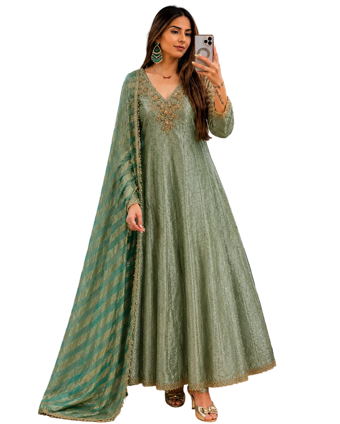 Silk Brocade Frock Style