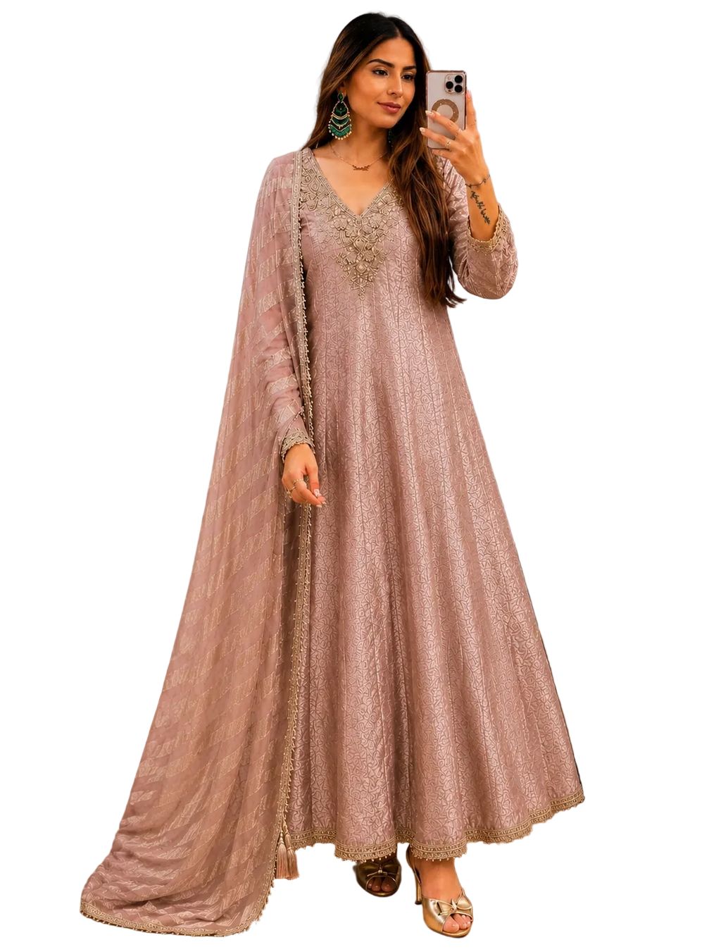 Silk Brocade Frock Style