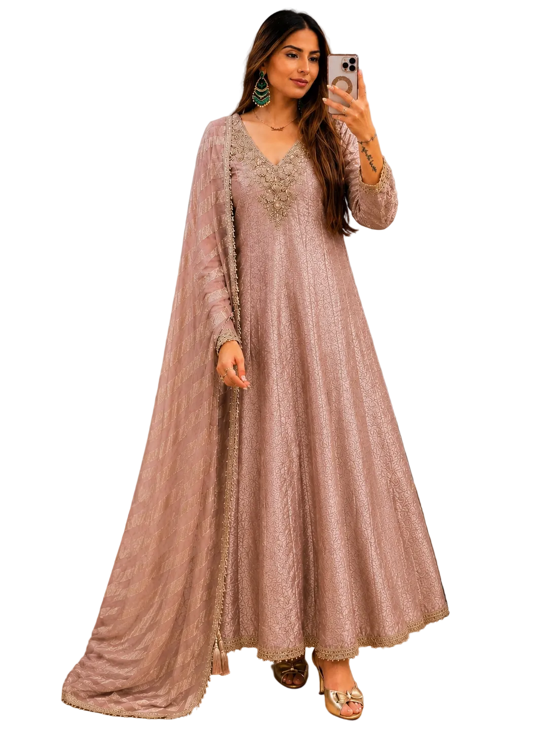 Silk Brocade Frock Style