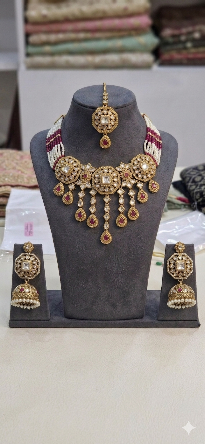 Kundan Red Ruby Accents