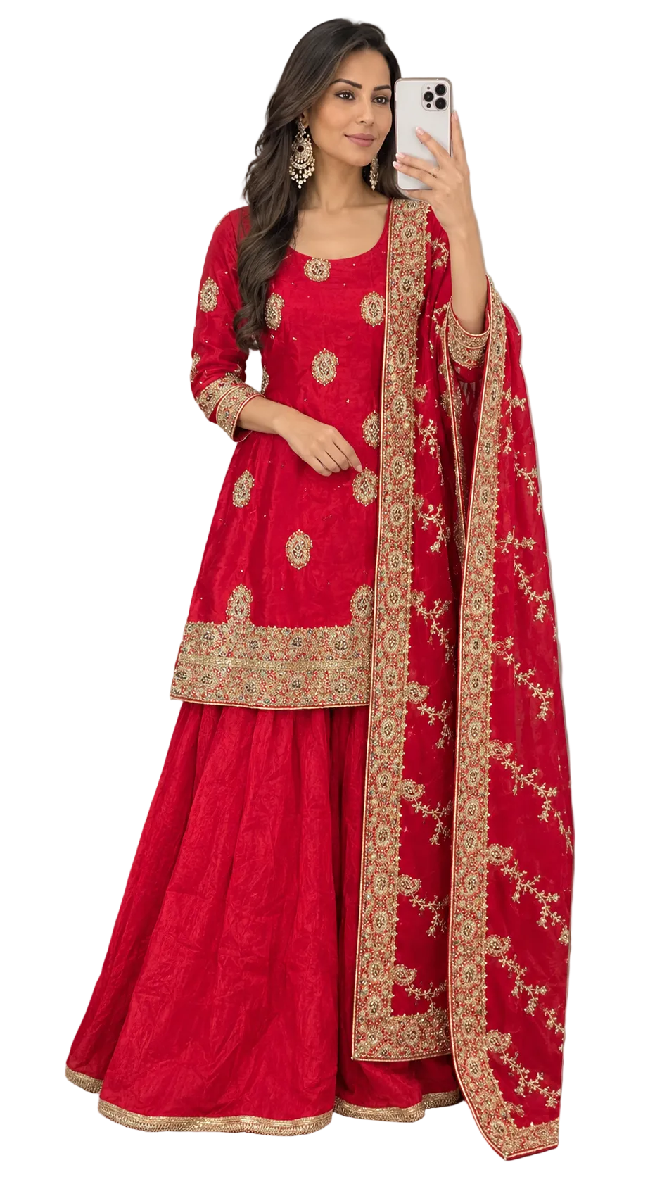 Creap Heavy Embroidered~Heavy Duppatta