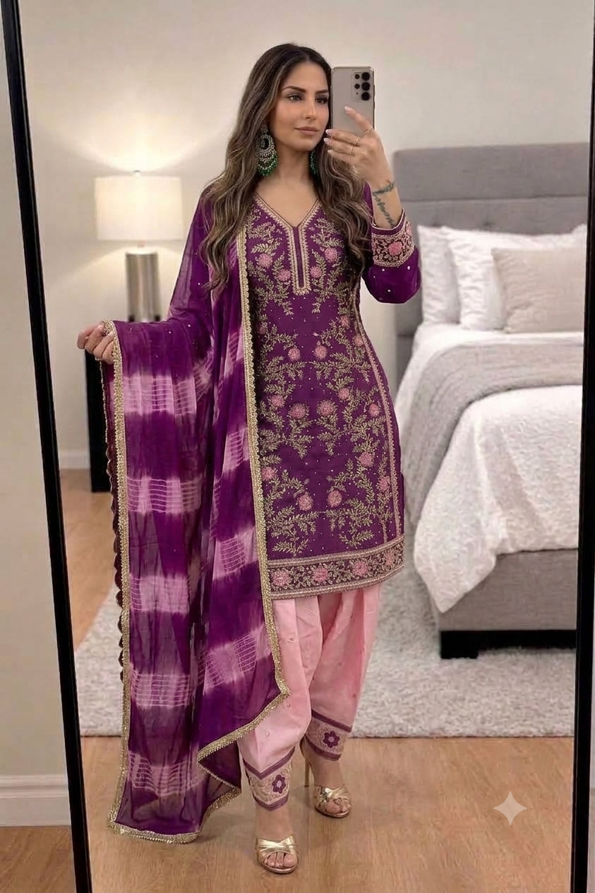Purple And Pink Floral Suit