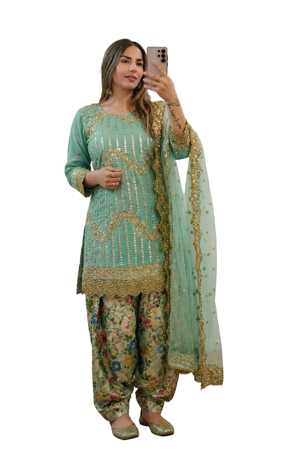 Brocade Georgette combination